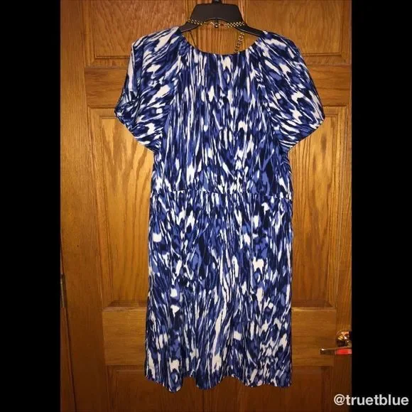 Dana Buchman Blue Abstract Print Dress Sz XL - Picture 3 of 7